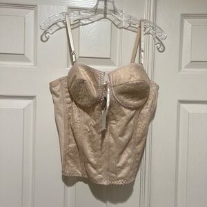 New Cream lace color bustier zip through Corset Top camisole‎ lingerie sexy 38D